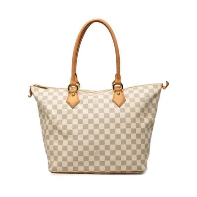 ルイ ヴィトン ダミエ アズール サレヤMM トートバッグ ショルダーバッグ N51185 ホワイト PVC レザー レディース LOUIS VUITTON 中古