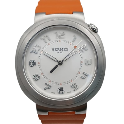 HERMES エルメス エルメスカット GM 腕時計 SD1.510.220 ステンレス ラバー シルバー オレンジ 自動巻き レディース【中古】