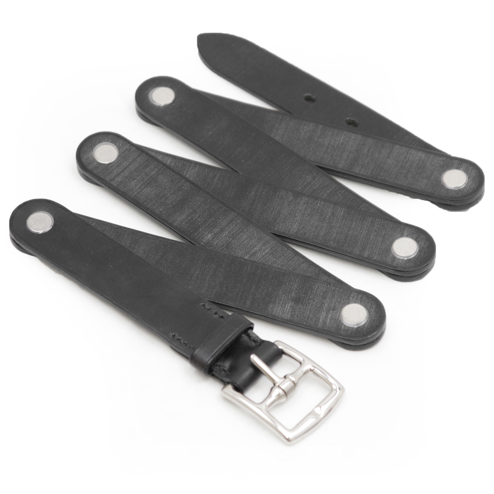 【未使用】HERMES エルメス 折り畳みレザーベルト サイズ 90 メンズ Etriviere エトリヴィエール クルードセル セリエボタン 小物 箱/袋付属 ブラック 黒 N刻印 フランス製