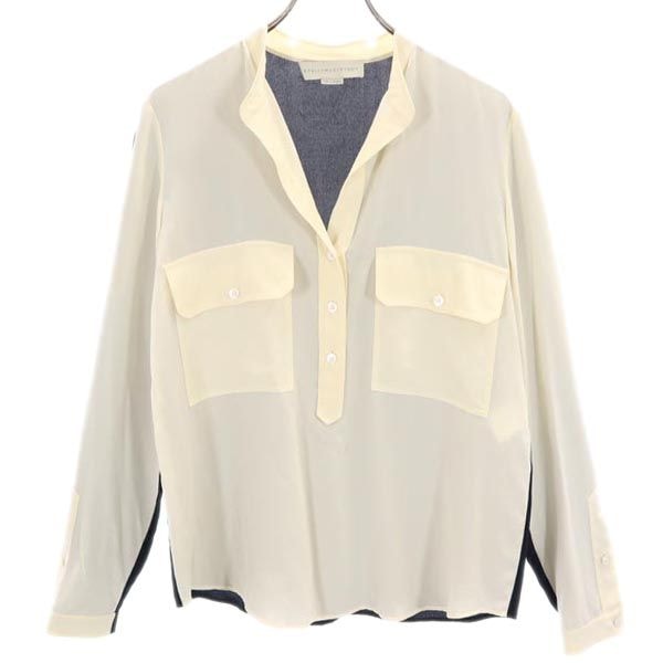 Stella McCartney ステラマッカートニー シルク 長袖 スキッパーカラー ブラウス 36 黒系