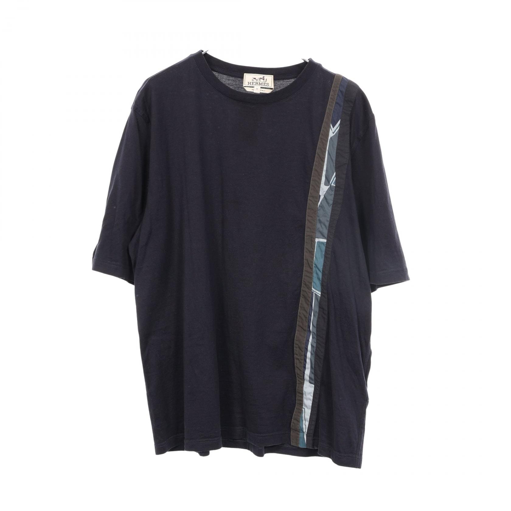 エルメス HERMES オンド コロレ 半袖Tシャツ 衣料品 トップス コットン メンズ ネイビー系 【中古】