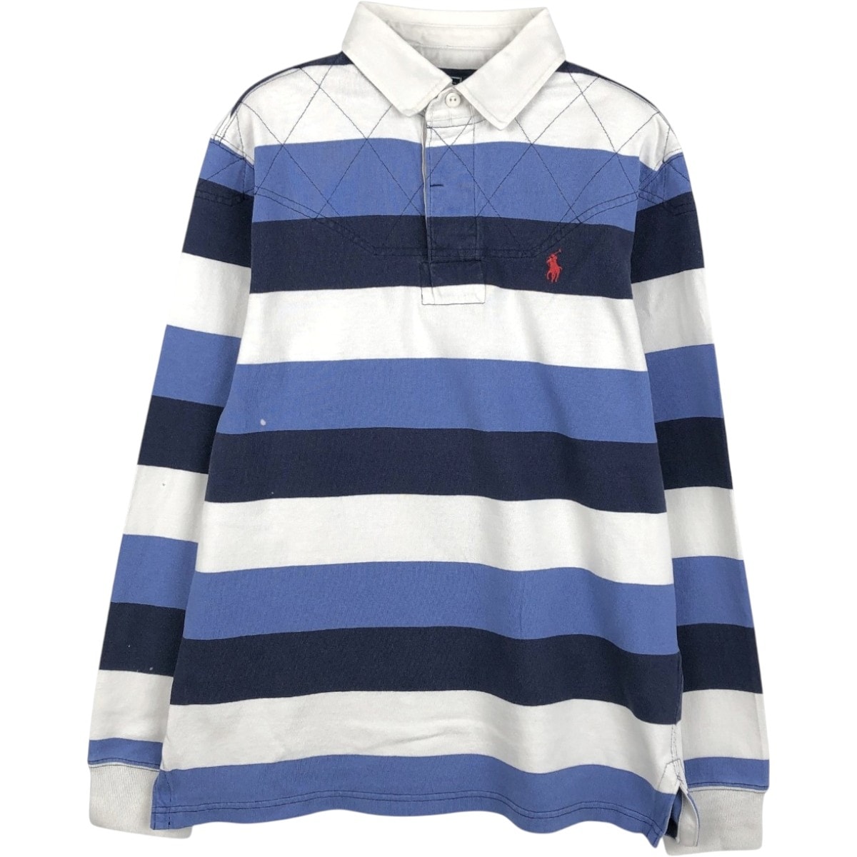 古着 ラルフローレン Ralph Lauren POLO by Ralph Lauren CUSTOM FIT ボーダー柄 長袖 ラガーシャツ メンズM相当/eaa668866