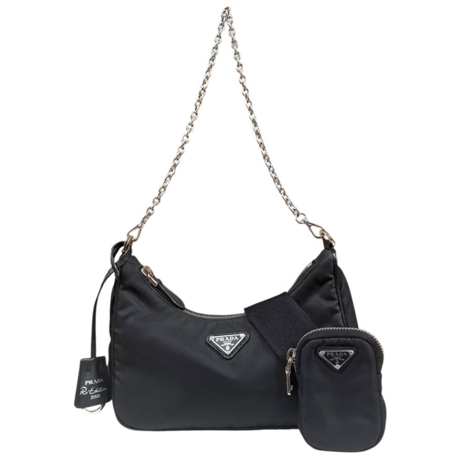 プラダ Re-Edition 2005 ショルダーバッグ ナイロン 1BH204 ブラック レディース PRADA  中古