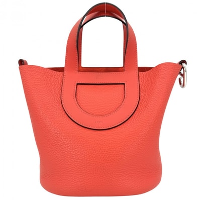 HERMES エルメス ハンドバッグ インザループ18 シェーヌピコ 小さめ W刻印 トリヨンクレマンス オレンジ系 シルバー金具 レディース 2024年【中古品】