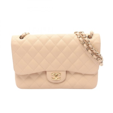 シャネル CHANEL デカマトラッセ30 クラシック ラージ Wフラップ ショルダーバッグ バッグ キャビアスキン(グレインドカーフ) レディース ベージュ系 A58600 【中古】