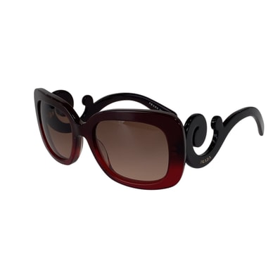 美品 PRADA プラダ グラデーション レッド プラスチック サングラス バタフライ 1-0294262 【中古】
