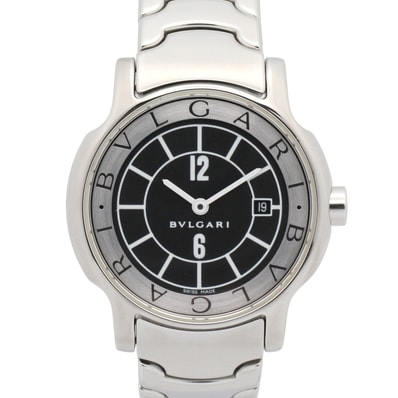 ブルガリ BVLGARI ソロテンポ 腕時計 時計 ステンレススチール レディース ブラック系 ST29S 【中古】