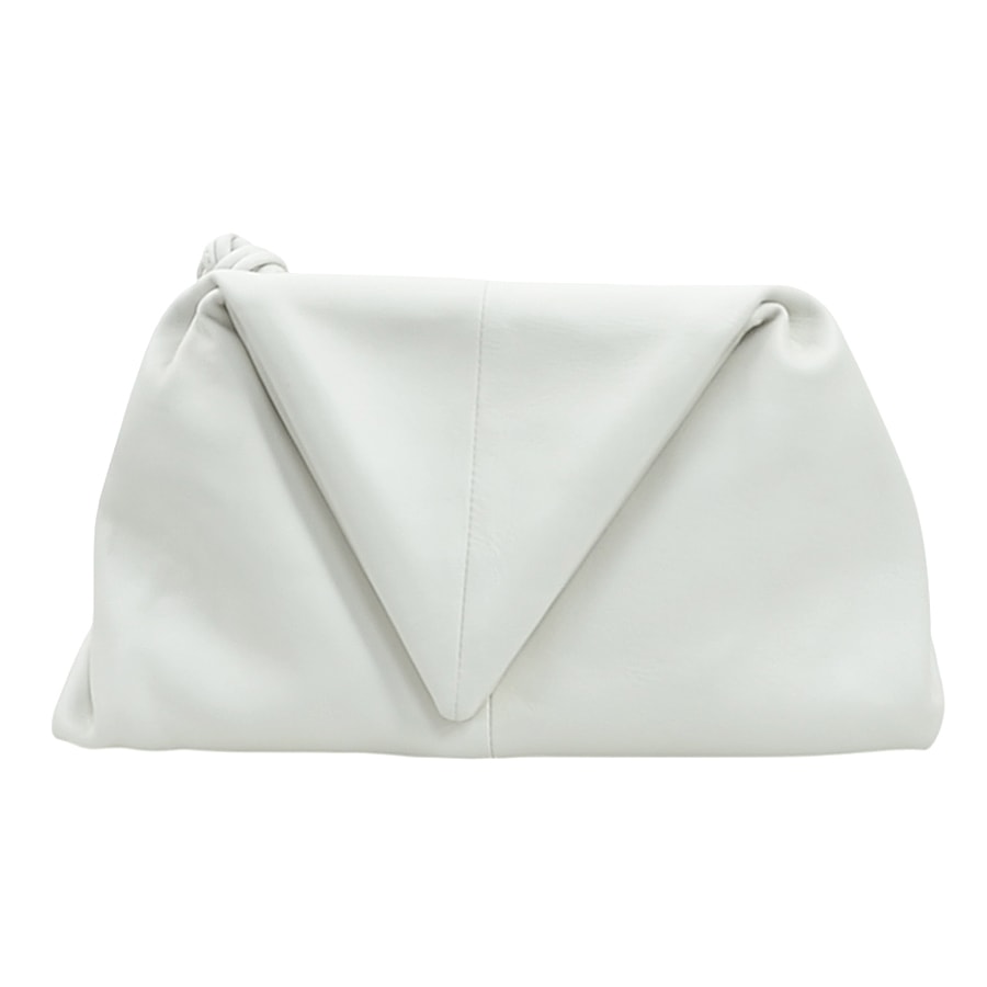 ボッテガヴェネタ BOTTEGAVENETA クラッチバッグ トライアングル クラッチ レザー ホワイト レディース【中古】 h32484a