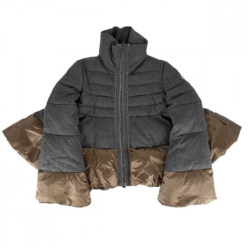 MONCLER モンクレール ダウンジャケット sacaiコラボ MIWAKO アウター 00サイズ
 グレー ブラウン系 シルバー金具 ウール  ナイロン   レディース 冬【中古品】