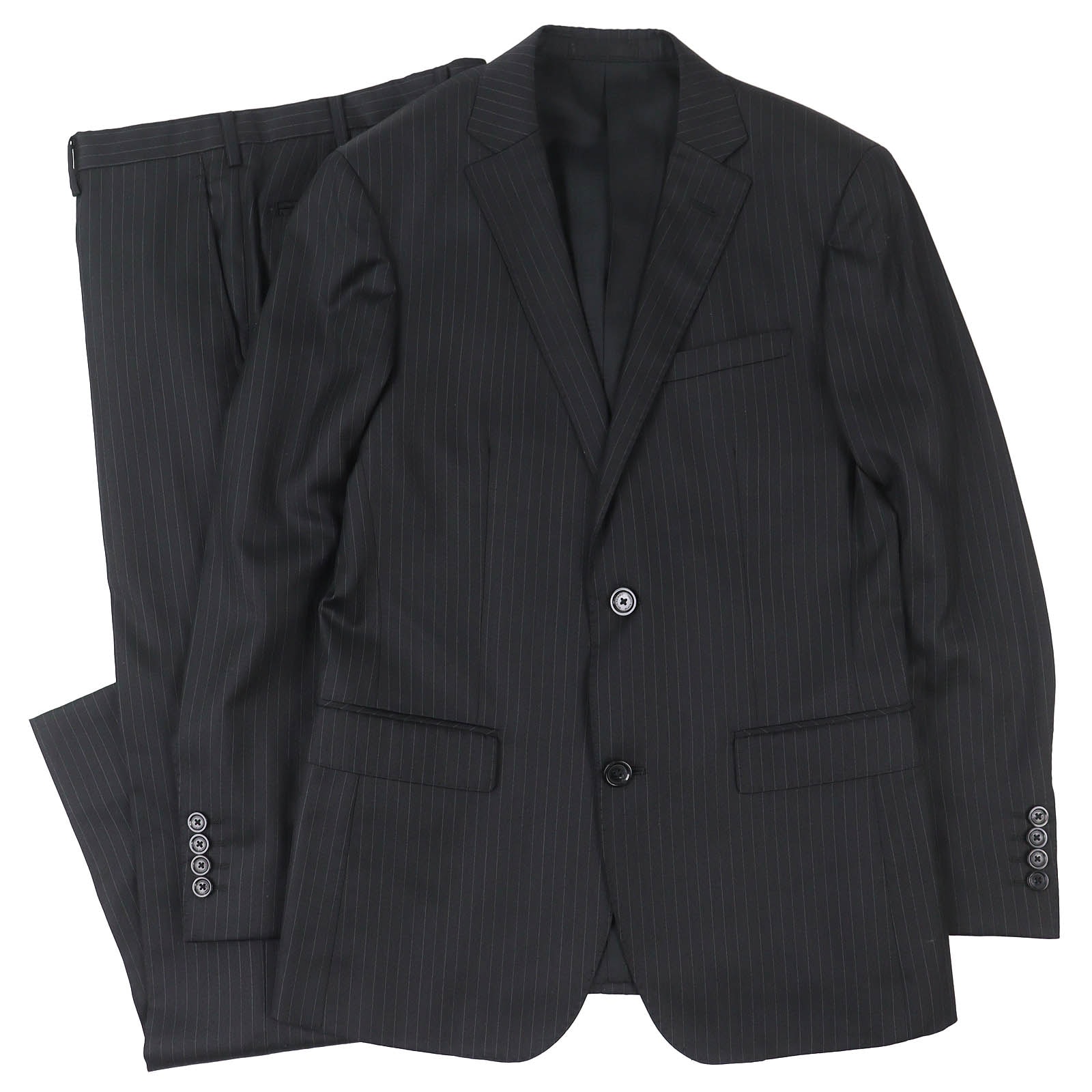 極美品 バーバリーブラックレーベル ストライプ柄 シングルスーツ ブラック系