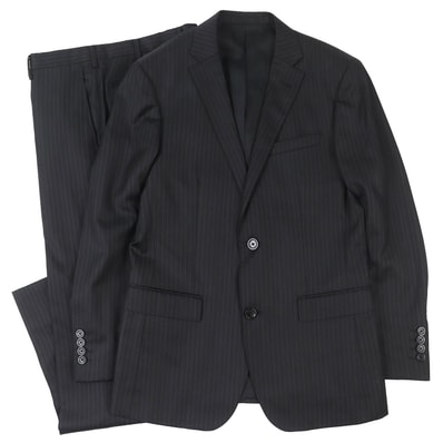 極美品 バーバリーブラックレーベル ストライプ柄 シングルスーツ ブラック系