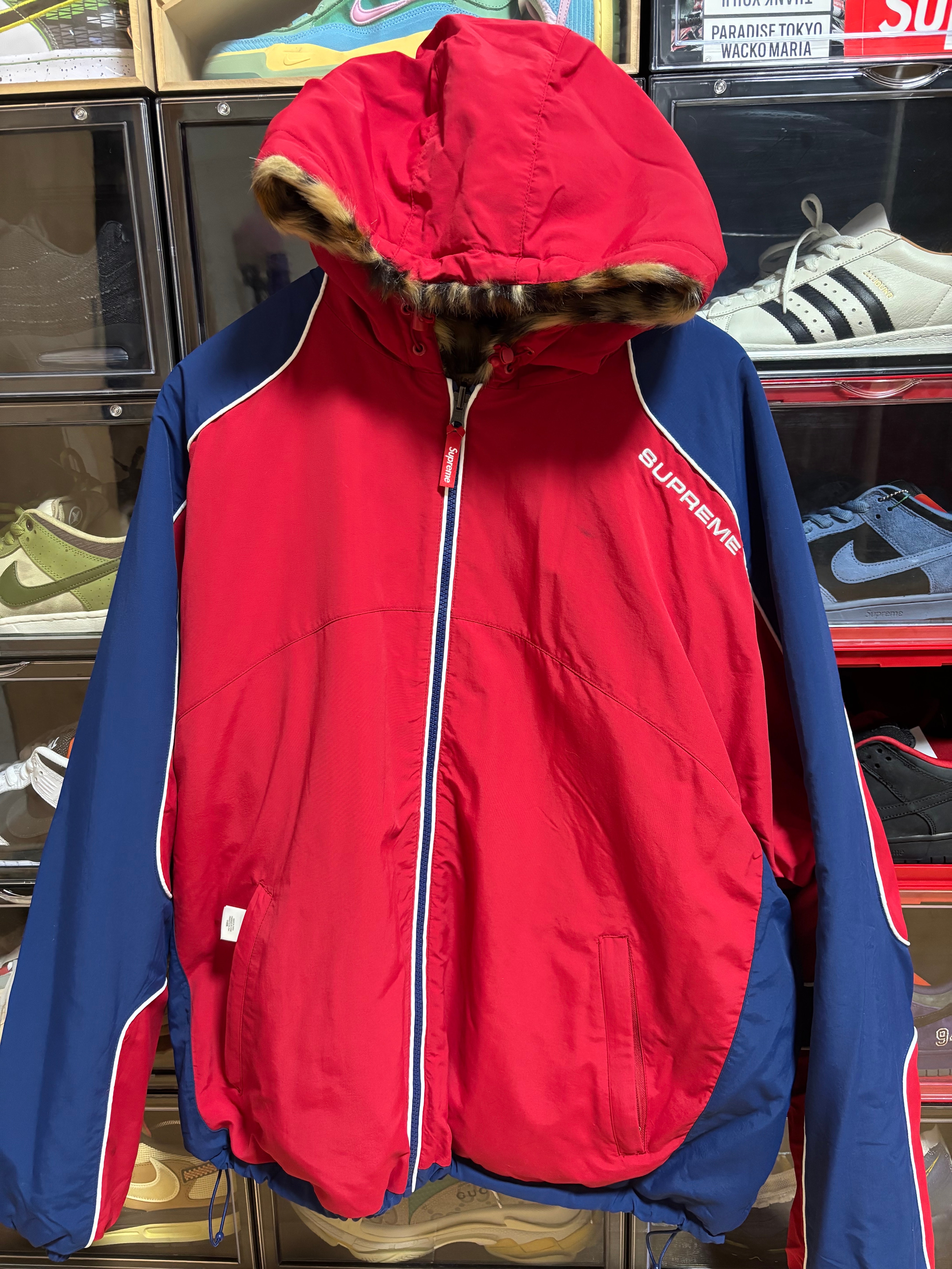 Supreme Faux Fur Reversible Hooded Track Jacket "Red"