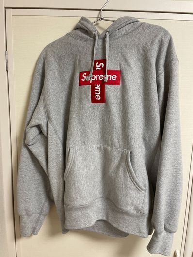 Supreme Cross Box Logo Hooded Sweatshirt "Grey"