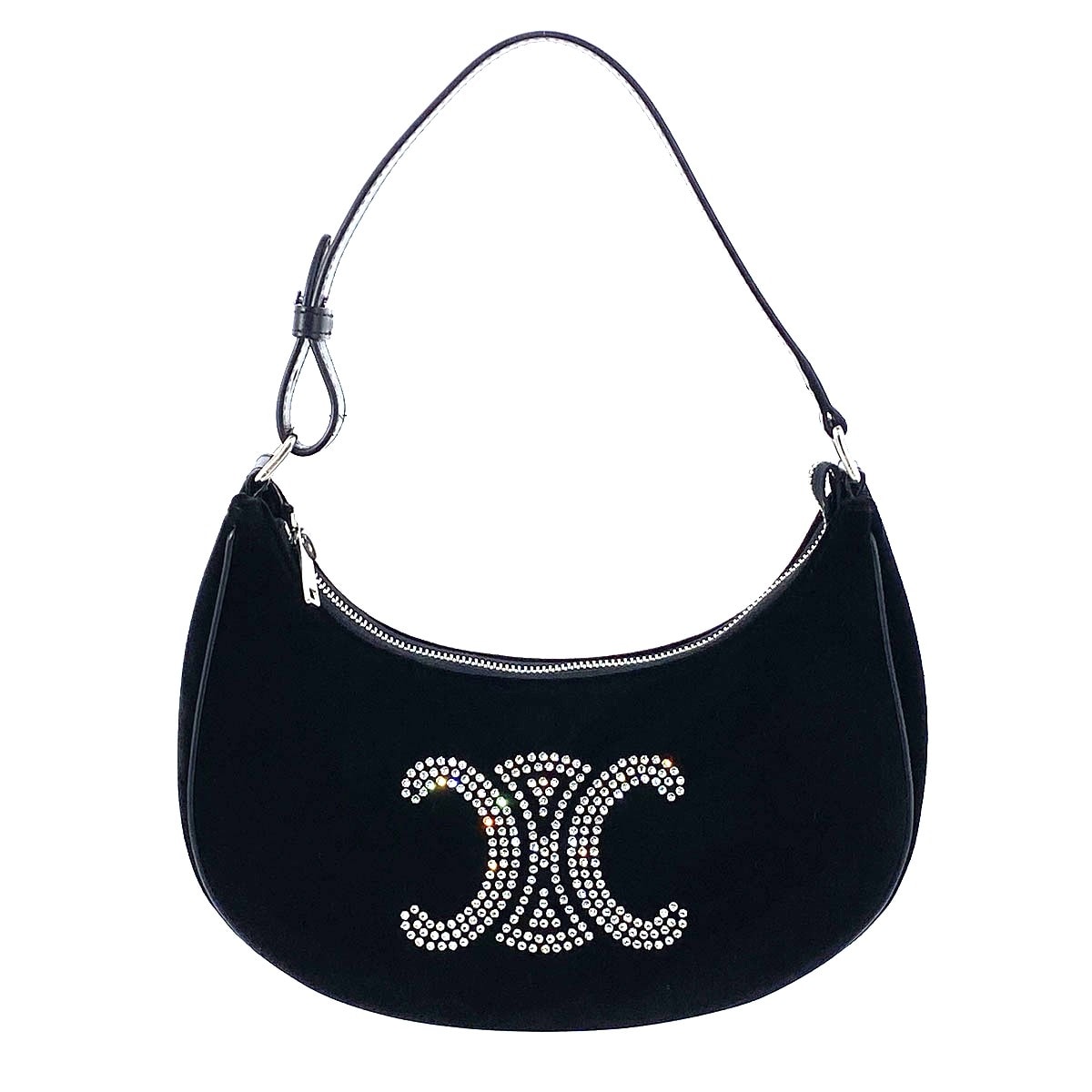 CELINE セリーヌ AVA ワンショルダーバッグ ベロア ハンドバッグ 193952 ベロア レザー ブラック レディース【中古】