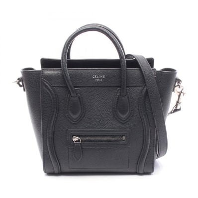 セリーヌ CELINE ラゲージ ナノショッパー 2WAY ハンドバッグ バッグ レザー レディース ブラック系 【中古】