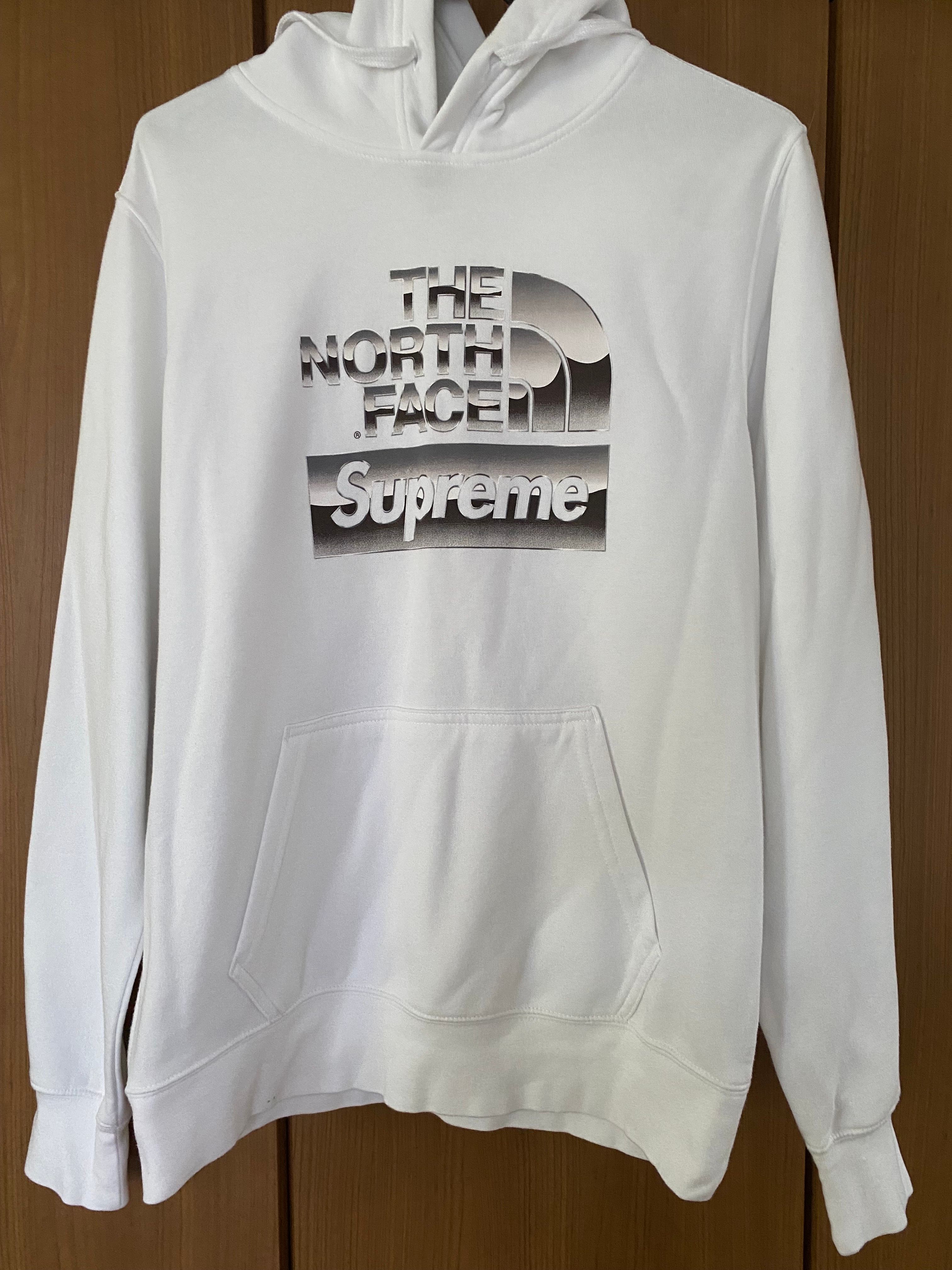 Supreme x The North Face Metallic Logo Hooded Sweatshirt "White"