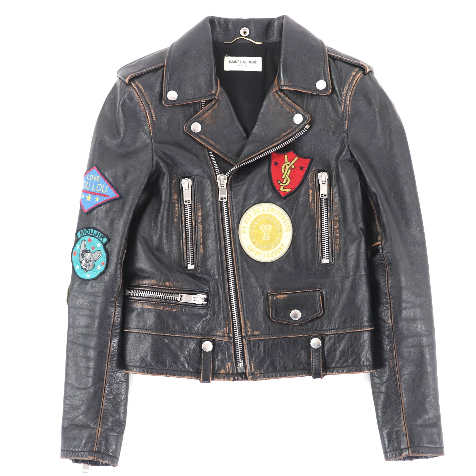 美品 サンローランパリ ライダースジャケット ブラック レディース 34 483854