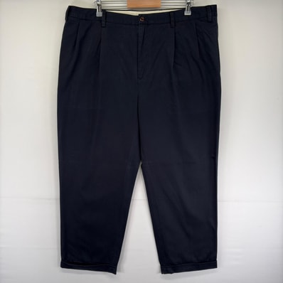 古着 ノーティカ NAUTICA パンツ 2タック 大きいサイズ ワンポイントロゴ ジッパーフライ スラックス w42 L30 ブラック系 メンズ