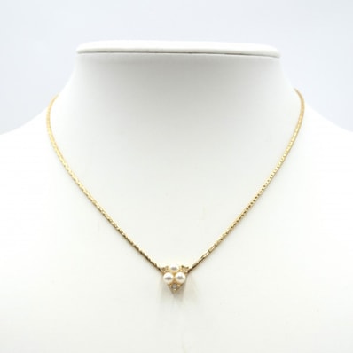 Christian Dior(クリスチャン ディオール) パールモチーフ ネックレス ヴィンテージ ゴールドカラー CDチャーム レディース 46cm 【中古】