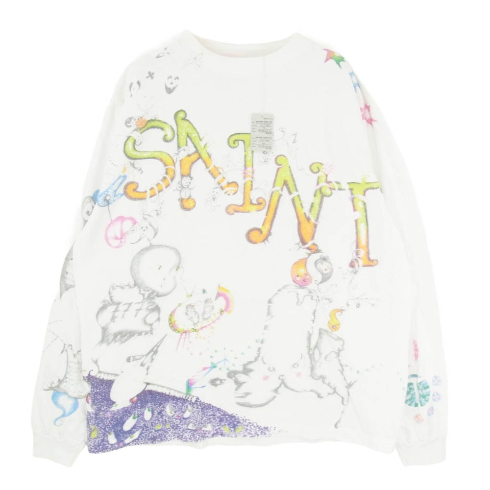 SAINT MICHAEL セントマイケル 26AW SM-MK1-0000-C17 COCO_LS T-SHIRT ココ プリント ロンT 長袖 Tシャツ オフホワイト系 XXL【極上美品】【中古】