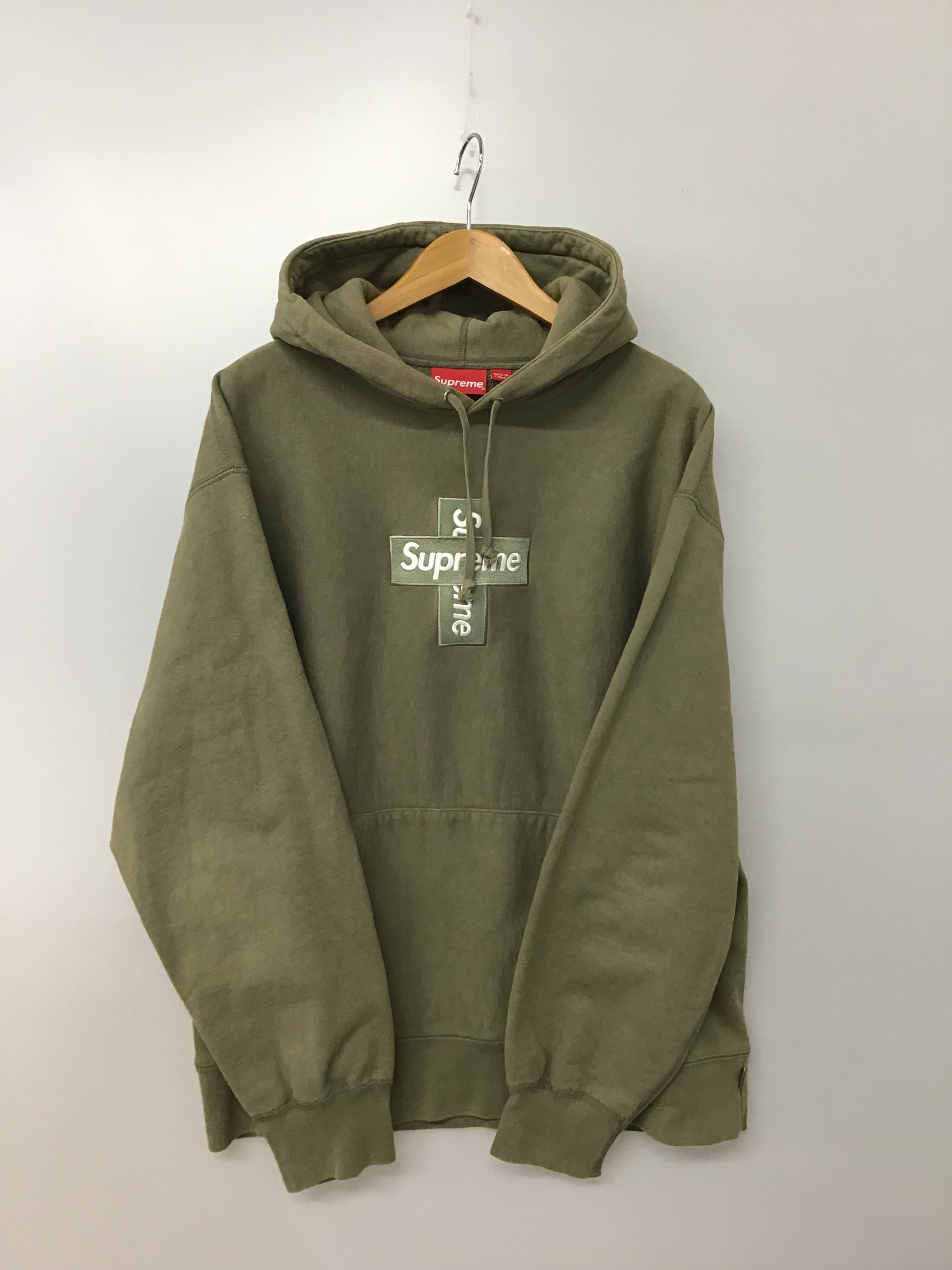 Supreme Cross Box Logo Hooded Sweatshirt "Light Olive"