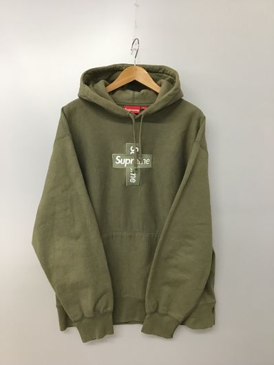 Supreme Cross Box Logo Hooded Sweatshirt "Light Olive"