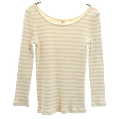 Ron Herman ロンハーマン 日本製 ボーダー柄 長袖 リブ ニット XS ペールオレンジ