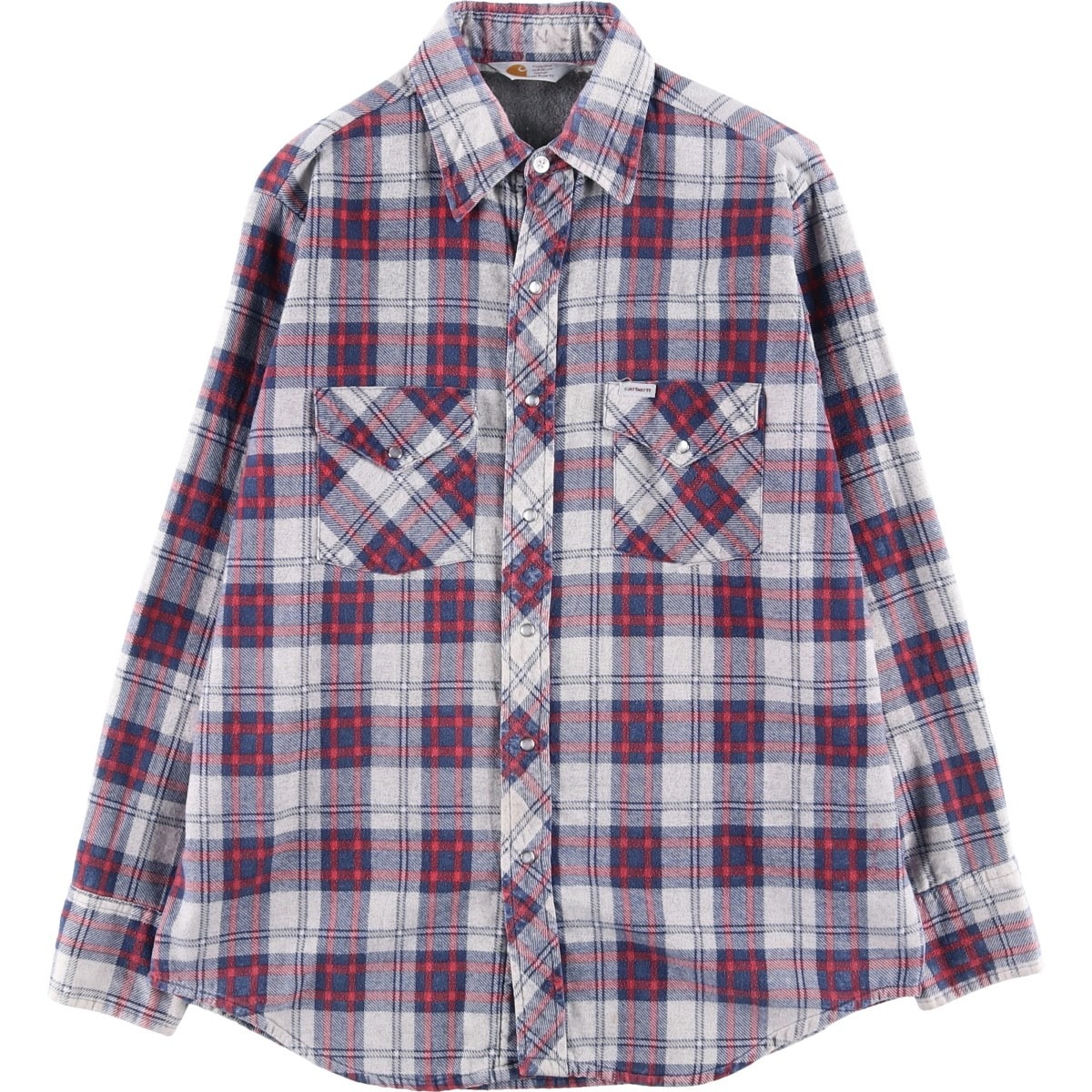 古着 90年代 カーハート Carhartt チェック柄 長袖 ウエスタンネルチェックシャツ メンズL相当/eaa605803