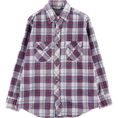 古着 90年代 カーハート Carhartt チェック柄 長袖 ウエスタンネルチェックシャツ メンズL相当/eaa605803