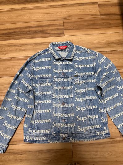 Supreme Frayed Logos Denim Trucker Jacket "Blue"