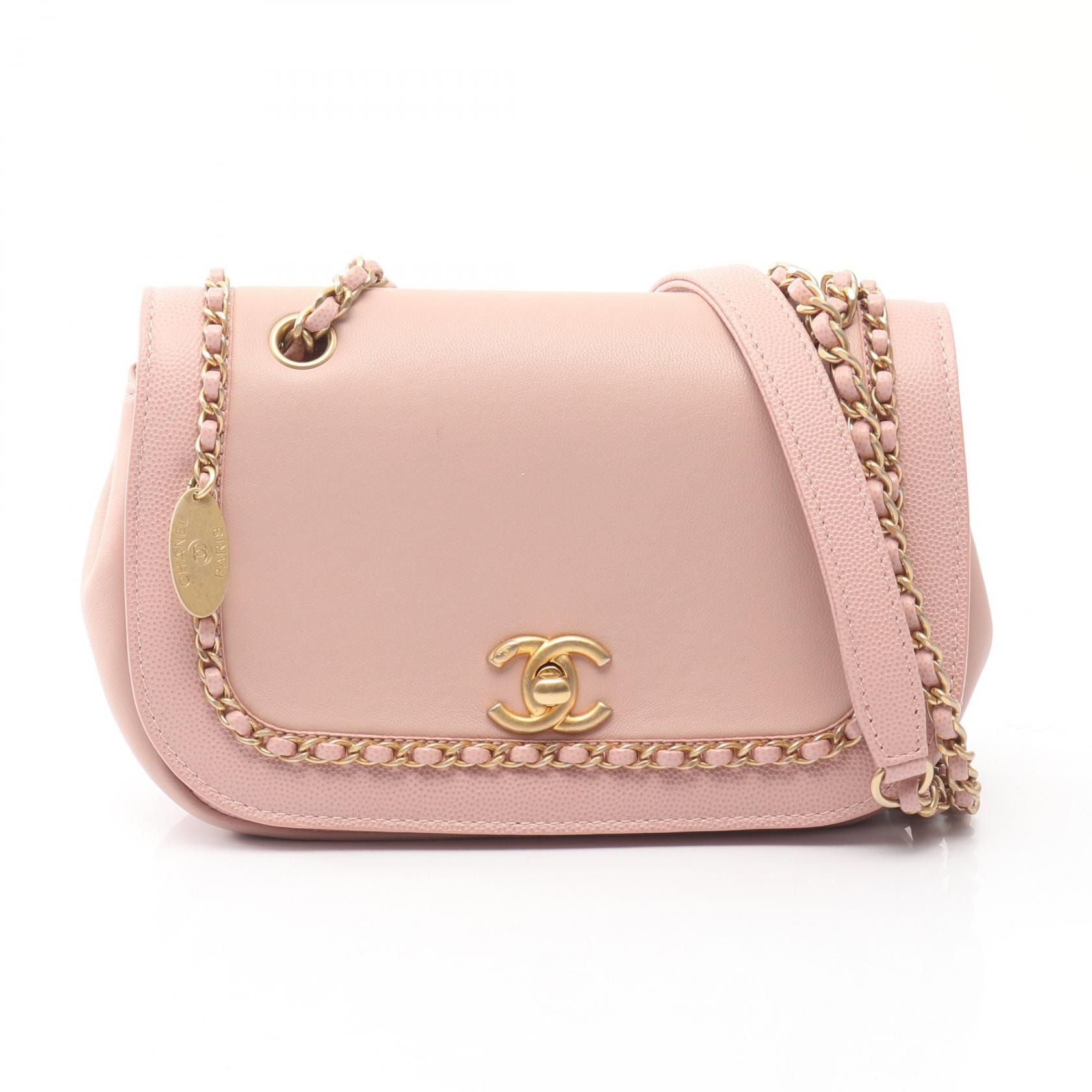 シャネル CHANEL チェーンアラウンド フラップバッグ ショルダーバッグ バッグ ラムスキン(羊革) レディース ピンク系 AS0371 【中古】