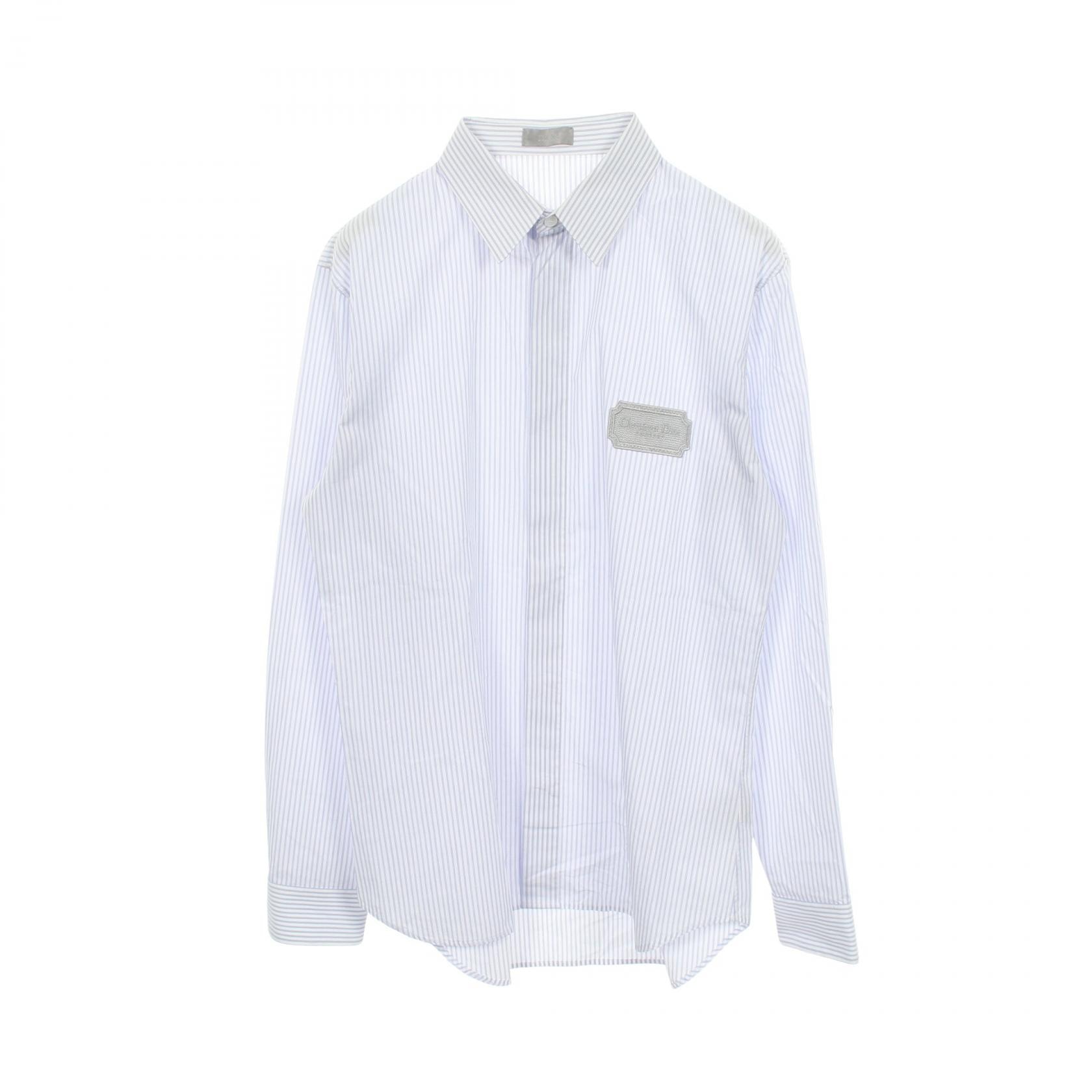 ディオール Dior ストライプ ロゴパッチ 長袖 衣料品 トップス コットン メンズ ホワイト系 / ブルー系 【中古】