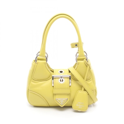 プラダ PRADA MOON 2WAY ハンドバッグ バッグ レザー レディース イエロー系 1BA381 【中古】