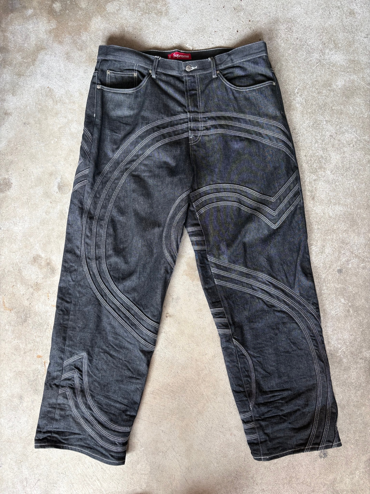 Supreme S Logo Rigid Baggy Jean "Rigid Black"