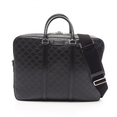 グッチ GUCCI グッチシマ 2WAY ブリーフケース バッグ レザー メンズ ブラック系 428041 【中古】