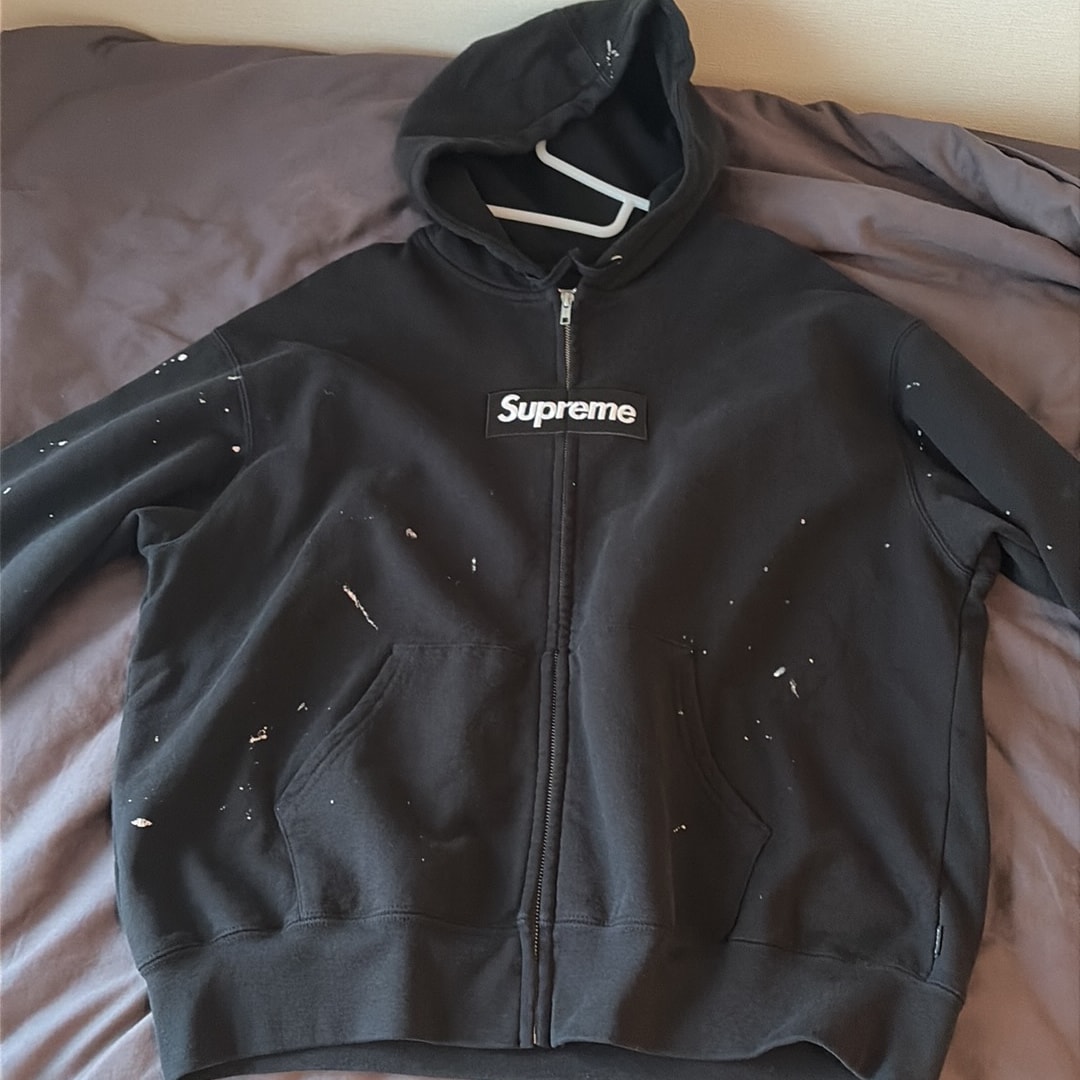 Supreme x MM6 Maison Margiela Box Logo Zip Up Hooded Sweatshirt "Black"