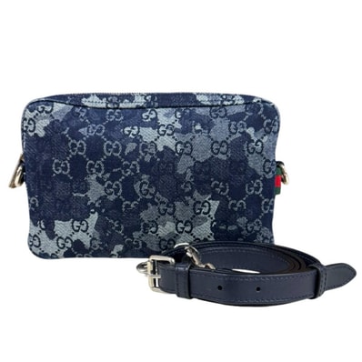 グッチ GGデニム ショルダーバッグ デニム 849009 ネイビー レディース GUCCI 中古
