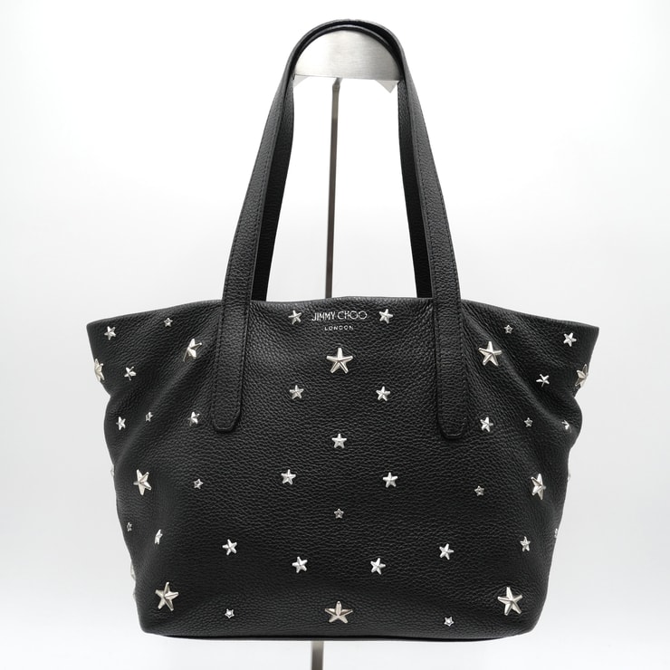JIMMY CHOO(ジミーチュウ)SOFIA ソフィア スタースタッズ トートバッグ ショルダーバッグ ブラック レザー シルバー金具 肩掛け レディース【中古】