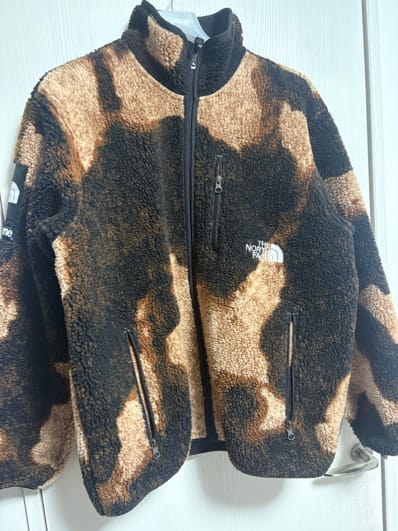 Supreme x The North Face Bleached Denim Print Fleece Jacket "Black"