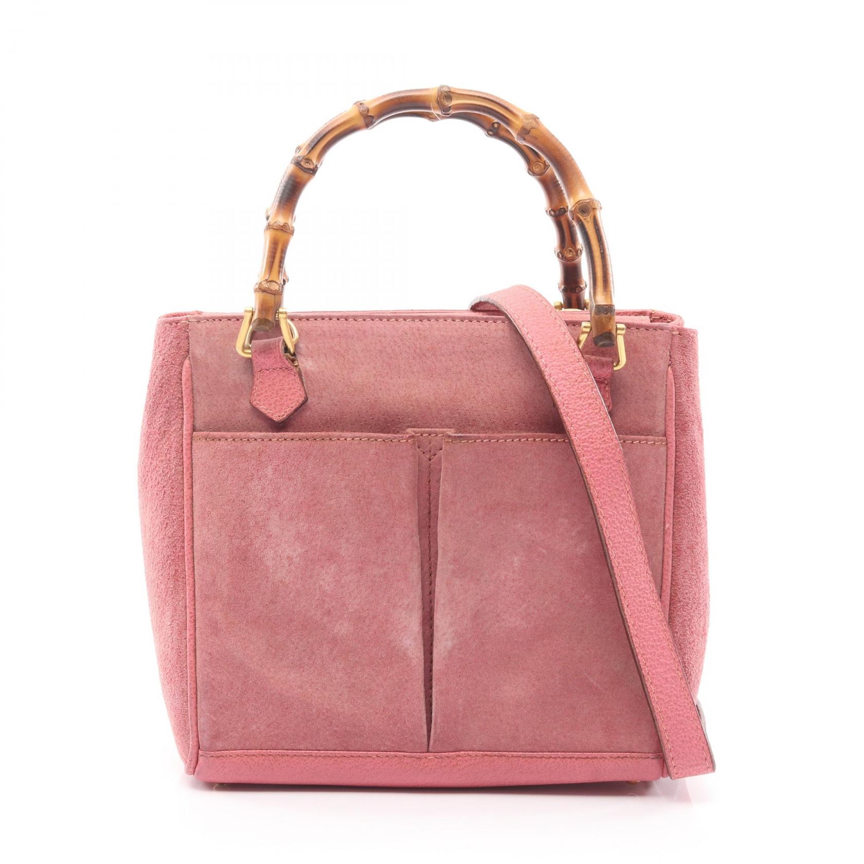 グッチ GUCCI バンブー ハンドバッグ バッグ スウェード レザー レディース ピンク系 000・123・0316 【中古】