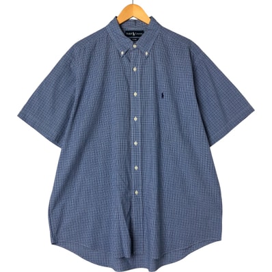 古着 ラルフローレン Ralph Lauren BLAKE 半袖 ボタンダウン チェックシャツ メンズXL相当/eaa557853