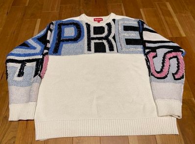 Supreme Chenille Logo Sweater "White"