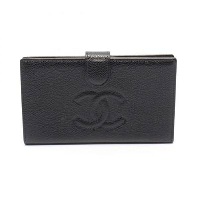 シャネル CHANEL ココマーク 二つ折り長財布 財布 キャビアスキン(グレインドカーフ) レディース ブラック系 A13498 【中古】