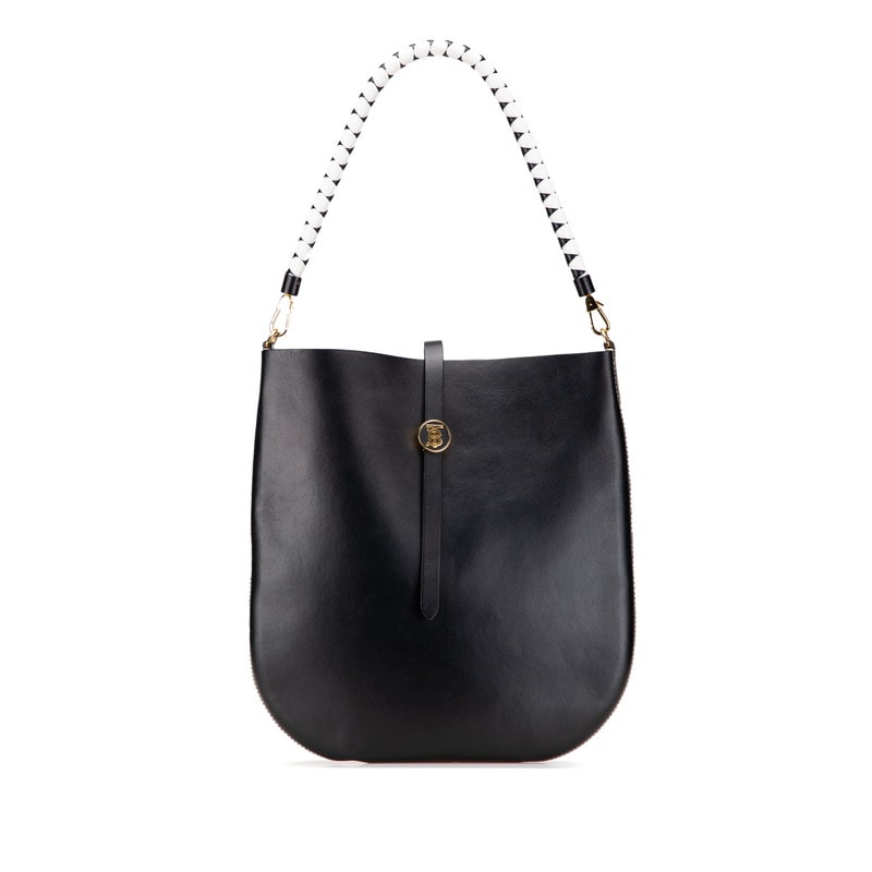 バーバリー TBロゴ ワンショルダーバッグ ブラック レザー レディース BURBERRY 中古