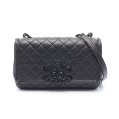 シャネル CHANEL マトラッセ ショルダーバッグ バッグ レザー レディース ブラック系 【中古】