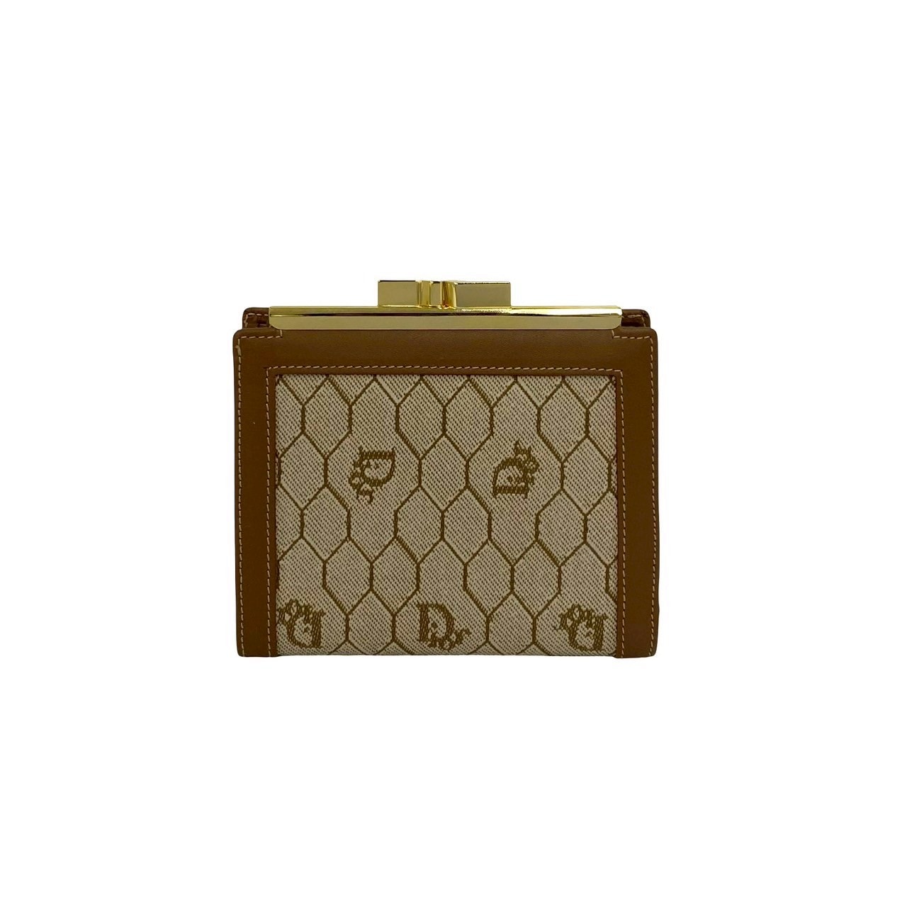 ✨美品✨ Dior 二つ折り財布 ハニカム柄 ゴールド金具 箱付き B (目立った傷や汚れなし)】Christian Dior ディオール ハニカム柄