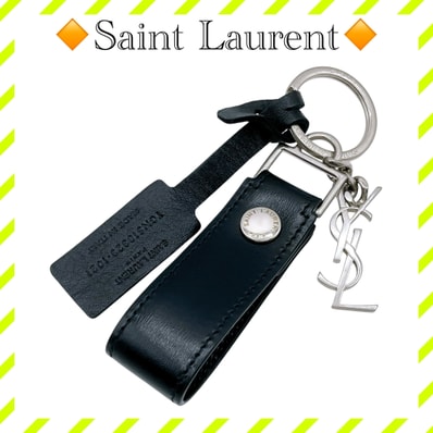 Saint Laurent Leather Monogram Key Ring "Black"