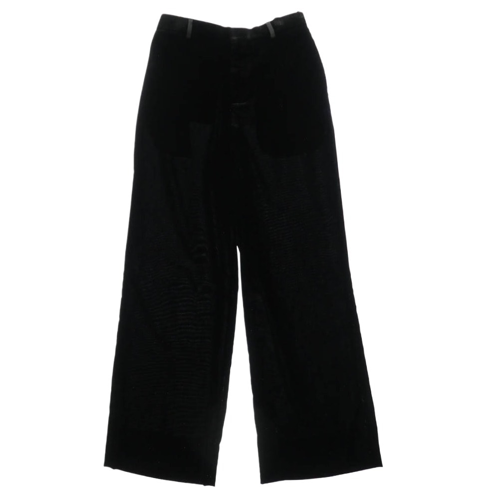 SAINT LAURENT サンローラン パンツ 713387 Y2F43 1001 ラメ ベルベット ワイドパンツ ブラック系【美品】【中古】