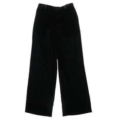 SAINT LAURENT サンローラン パンツ 713387 Y2F43 1001 ラメ ベルベット ワイドパンツ ブラック系【美品】【中古】