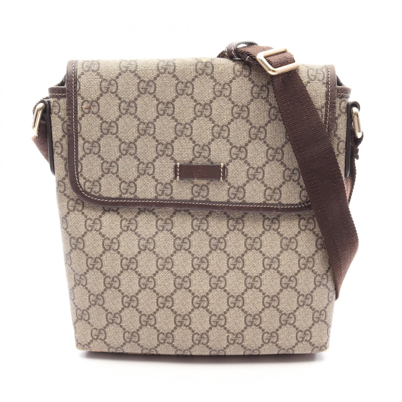 グッチ GUCCI GGスプリーム ショルダーバッグ バッグ PVCコーティングキャンバス レザー レディース ベージュ系 / ブラウン系 223666 【中古】